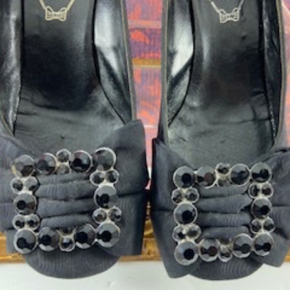 Vintage Jewelled Black Silk Shoes 'French Room Shoes and Sabrina Shoes' - Picture 3 of 16